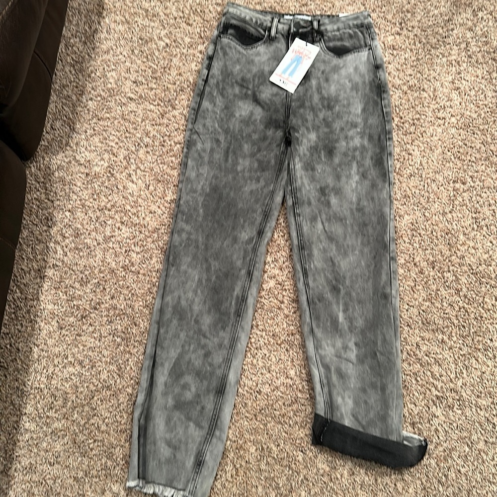Wide Leg 90S Denim  Jeans Highest Rise Juniors Size 9 Black Y2K Style YMI New